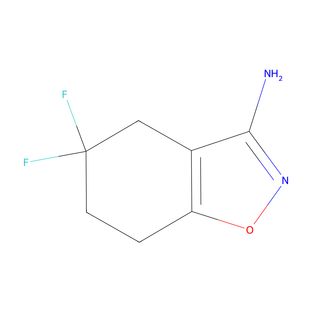 5,5-Difluoro-4,5,6,7-tetrahydro-1,2-benzoxazol-3-amine molecular structure, CAS 1783608-43-4
