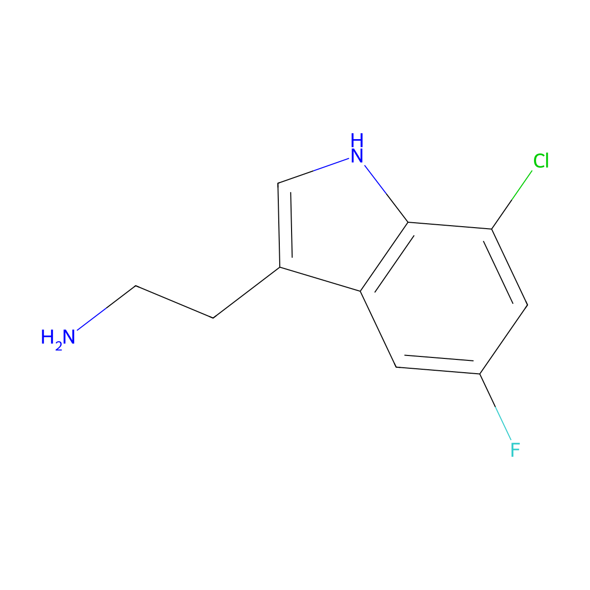 2-(7-chloro-5-fluoro-1H-indol-3-yl)ethan-1-amine molecular structure, CAS 1783608-55-8