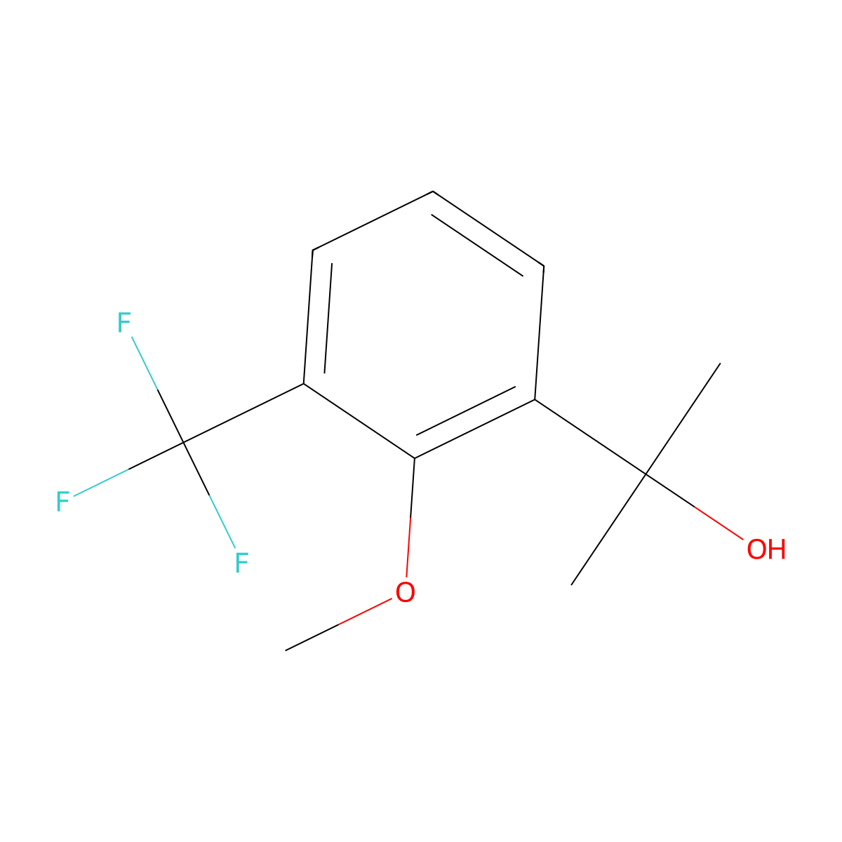 2-[2-Methoxy-3-(trifluoromethyl)phenyl]propan-2-ol molecular structure, CAS 1783618-51-8