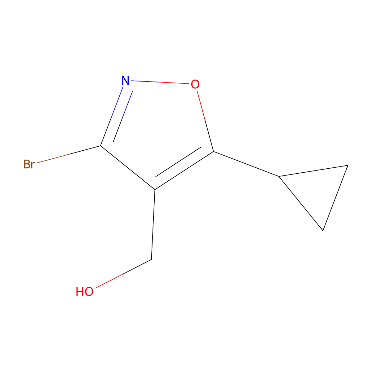 (3-Bromo-5-cyclopropyl-1,2-oxazol-4-yl)methanol molecular structure, CAS 1783628-51-2