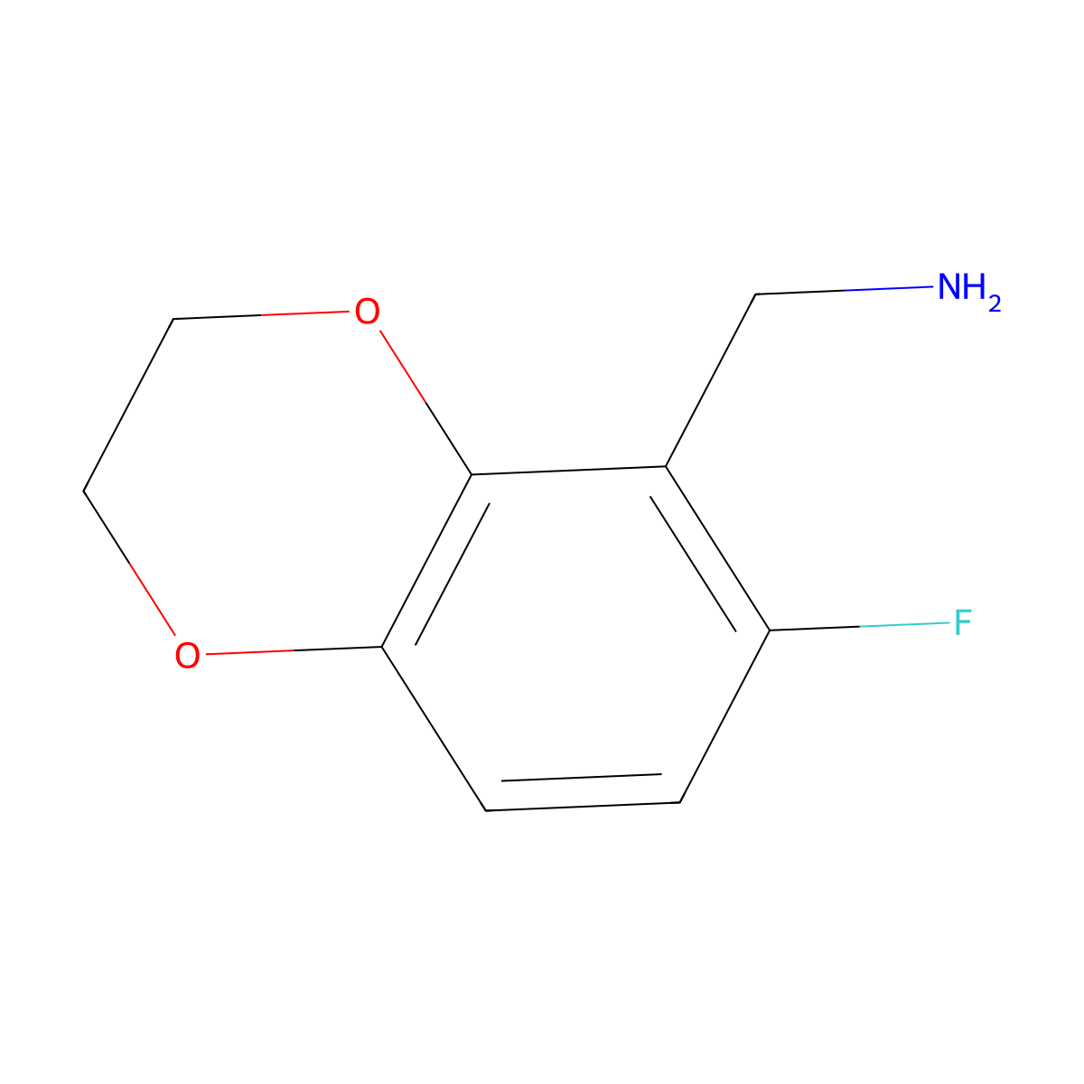 (6-Fluoro-2,3-dihydrobenzo[b][1,4]dioxin-5-yl)methanamine molecular structure, CAS 1783629-00-4