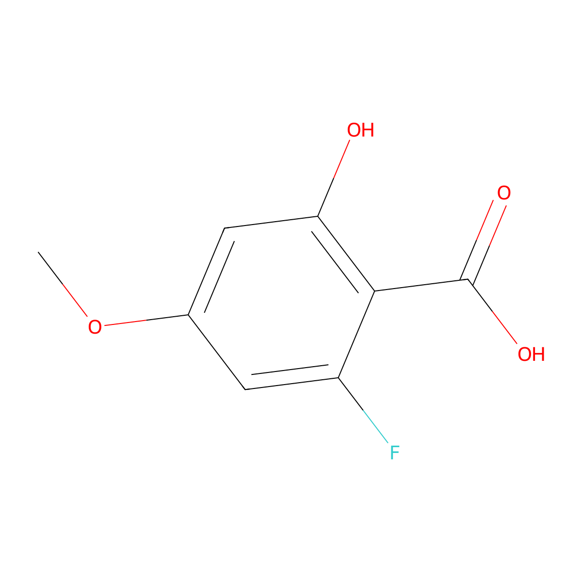 2-Fluoro-6-hydroxy-4-methoxybenzoic acid molecular structure, CAS 1783629-11-7