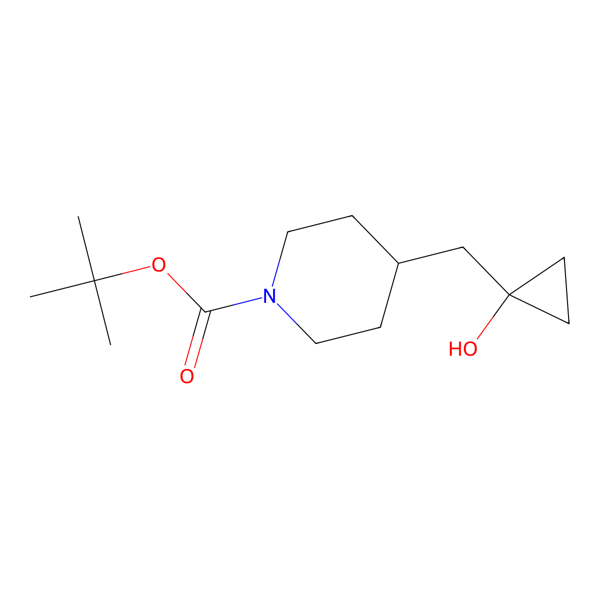 Tert-butyl 4-[(1-hydroxycyclopropyl)methyl]piperidine-1-carboxylate molecular structure, CAS 1783632-46-1