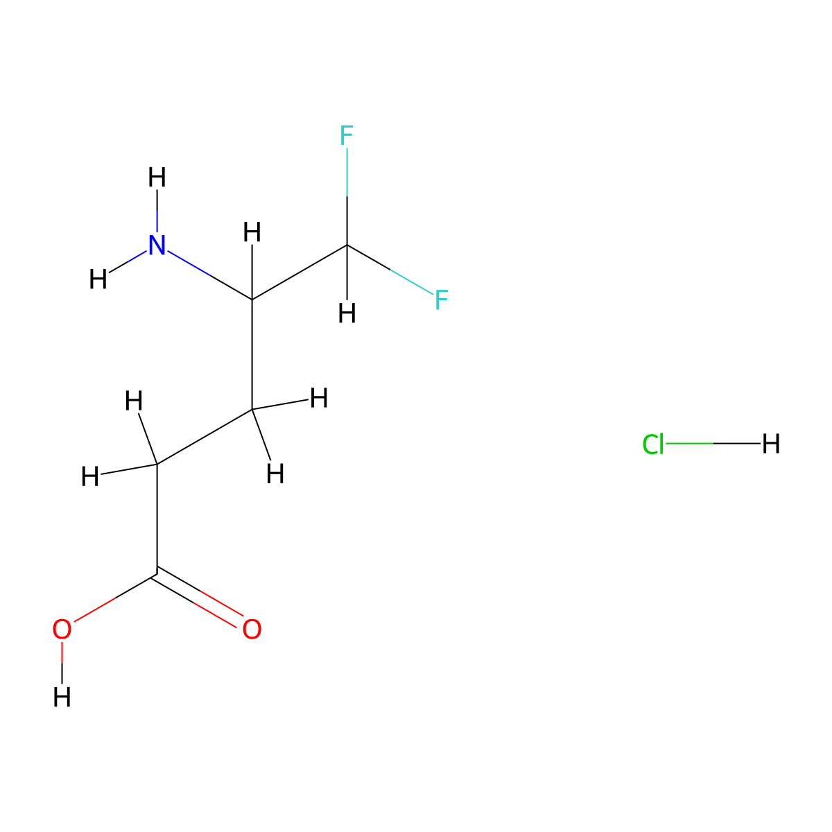 4-Amino-5,5-difluoropentanoic acid hydrochloride molecular structure, CAS 1783634-98-9