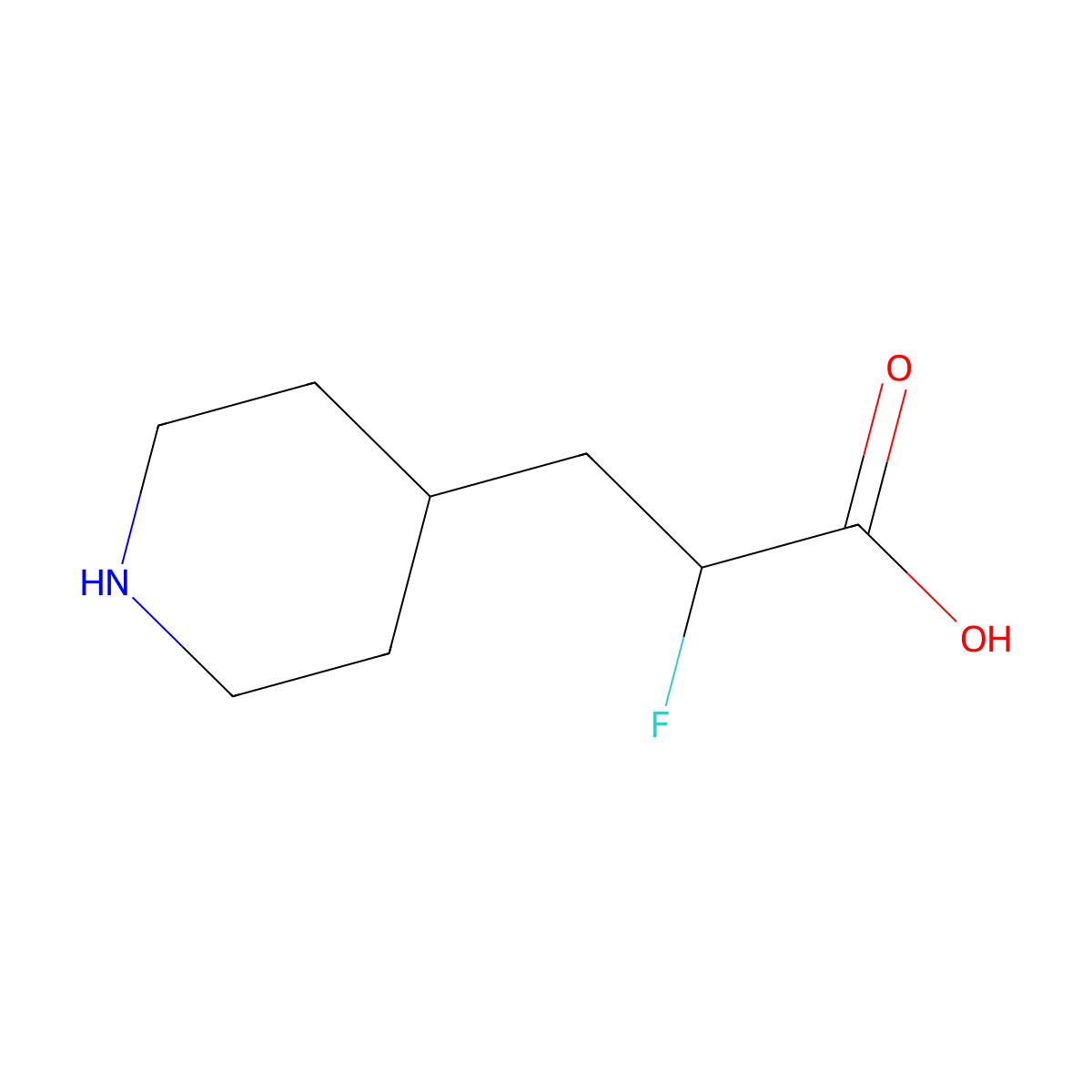2-Fluoro-3-(piperidin-4-yl)propanoicacid molecular structure, CAS 1783646-09-2