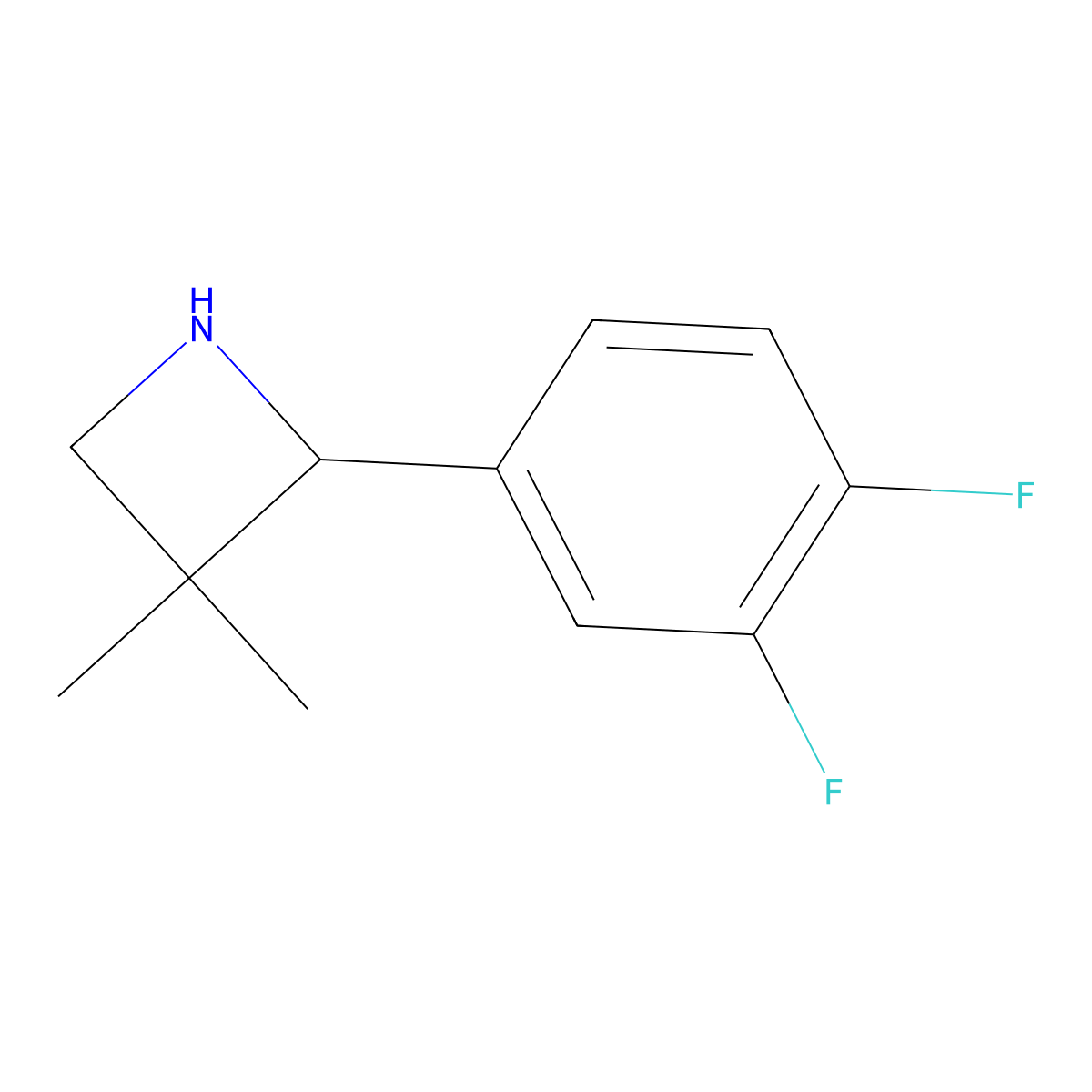 2-(3,4-Difluorophenyl)-3,3-dimethylazetidine molecular structure, CAS 1783651-59-1
