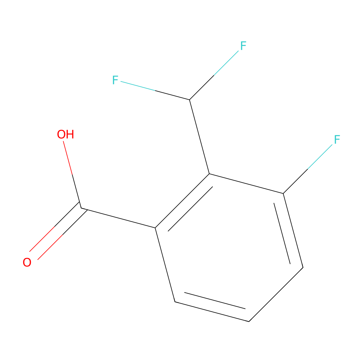 2-(Difluoromethyl)-3-fluorobenzoic acid molecular structure, CAS 1783655-43-5
