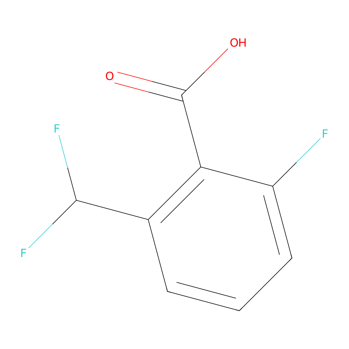 2-(Difluoromethyl)-6-fluorobenzoic acid molecular structure, CAS 1783655-50-4