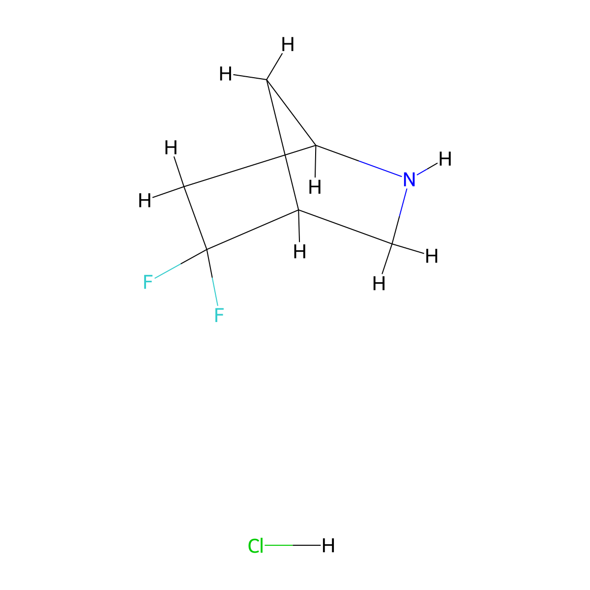 5,5-Difluoro-2-azabicyclo(2.2.1)heptane hydrochloride molecular structure, CAS 1783656-28-9