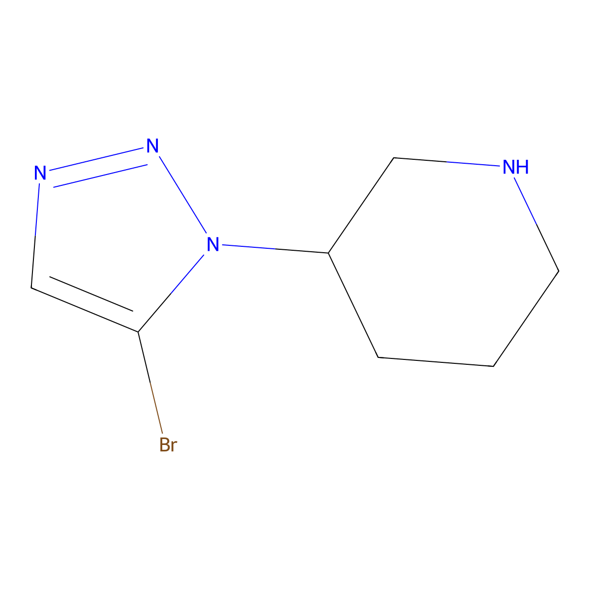 3-(5-bromo-1H-1,2,3-triazol-1-yl)piperidine molecular structure, CAS 1783659-49-3