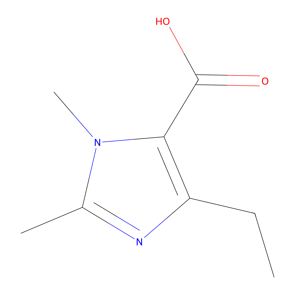 4-ethyl-1,2-dimethyl-1H-imidazole-5-carboxylic acid molecular structure, CAS 1783663-52-4
