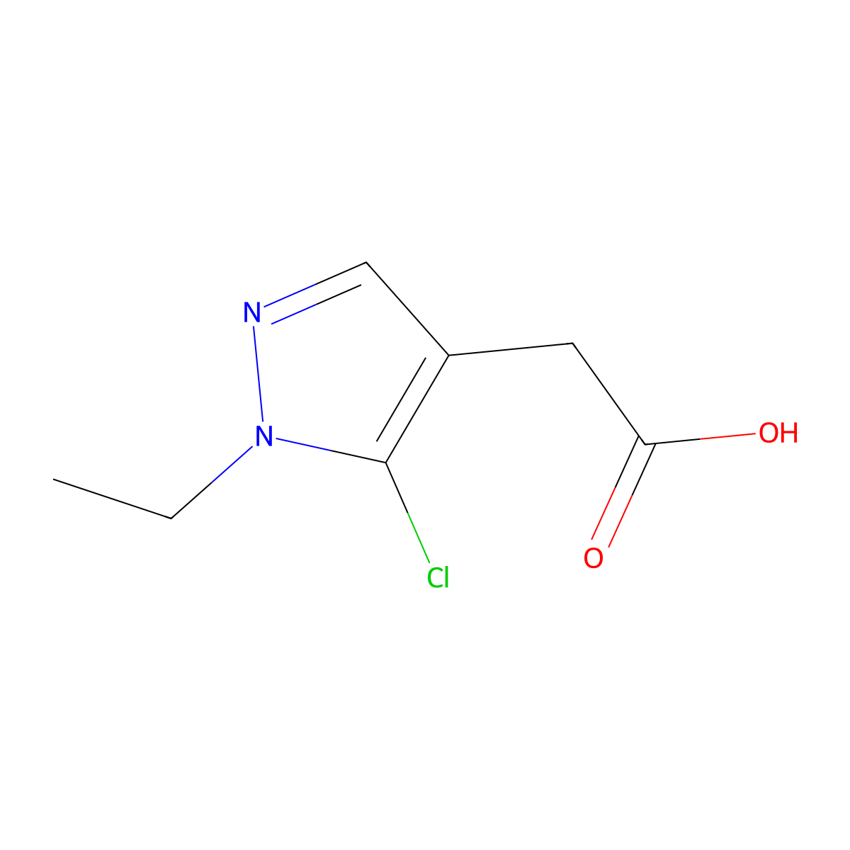 2-(5-chloro-1-ethyl-1H-pyrazol-4-yl)acetic acid molecular structure, CAS 1783664-42-5