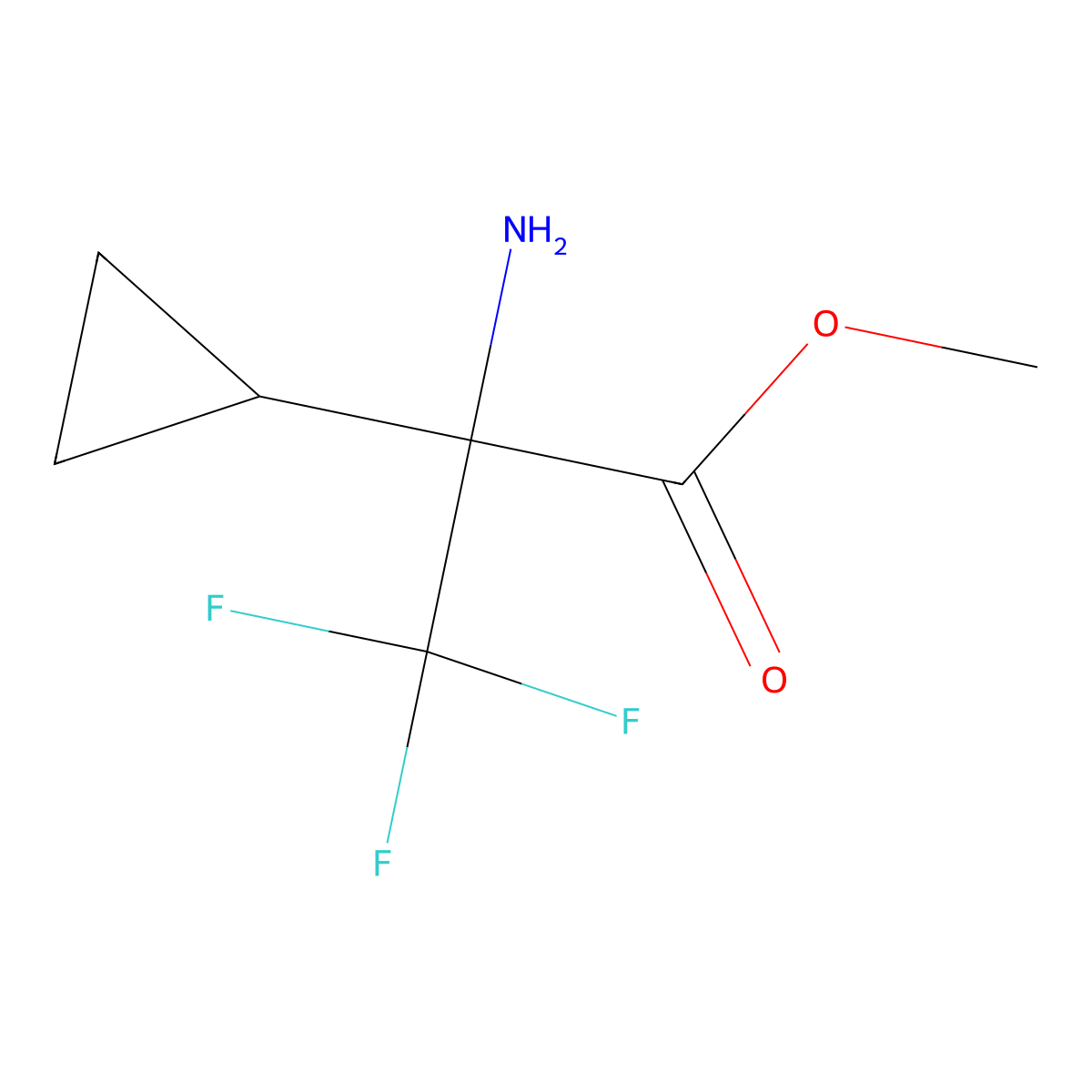 Methyl 2-amino-2-cyclopropyl-3,3,3-trifluoropropanoate molecular structure, CAS 1783665-30-4
