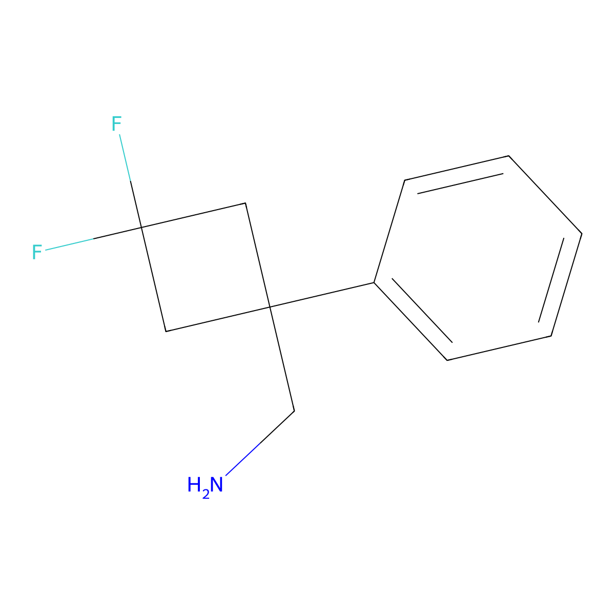 1-(3,3-Difluoro-1-phenylcyclobutyl)methanamine molecular structure, CAS 1783667-33-3