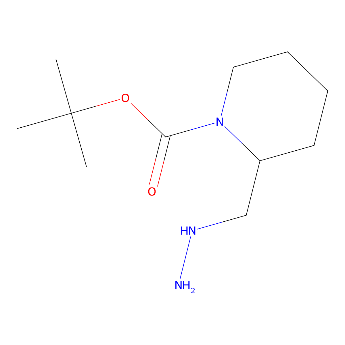 Tert-butyl 2-(hydrazinylmethyl)piperidine-1-carboxylate molecular structure, CAS 1783677-03-1