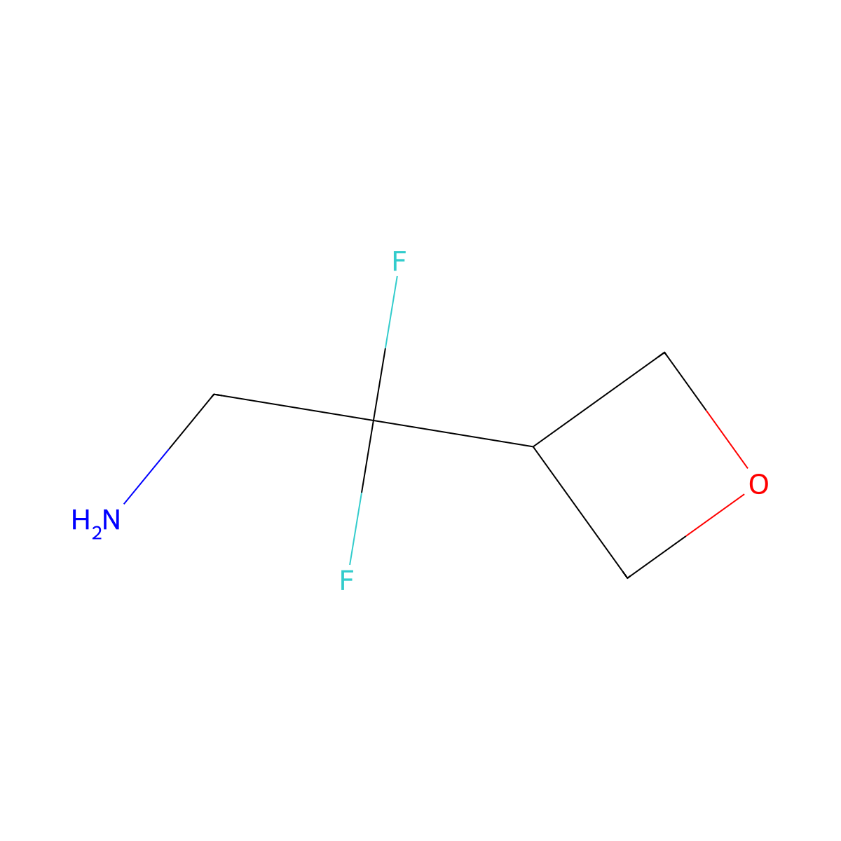 2,2-Difluoro-2-(oxetan-3-yl)ethan-1-amine molecular structure, CAS 1783697-93-7