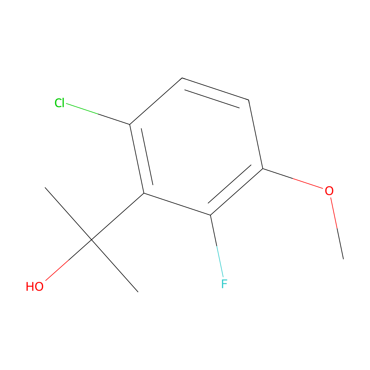 2-(6-Chloro-2-fluoro-3-methoxyphenyl)propan-2-ol molecular structure, CAS 1783704-68-6