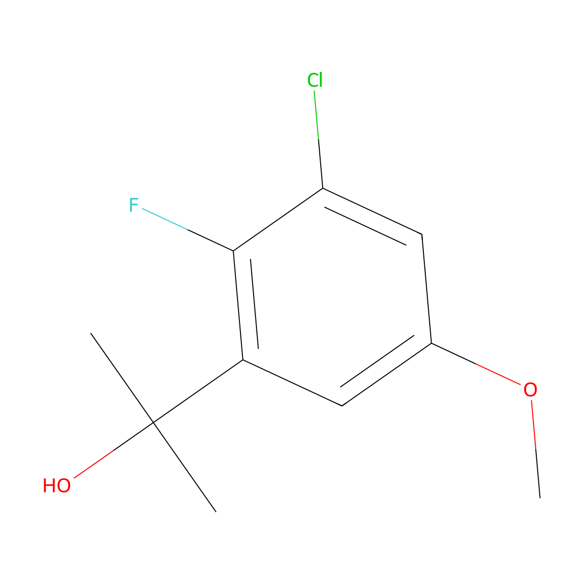 2-(3-Chloro-2-fluoro-5-methoxyphenyl)propan-2-ol molecular structure, CAS 1783704-75-5