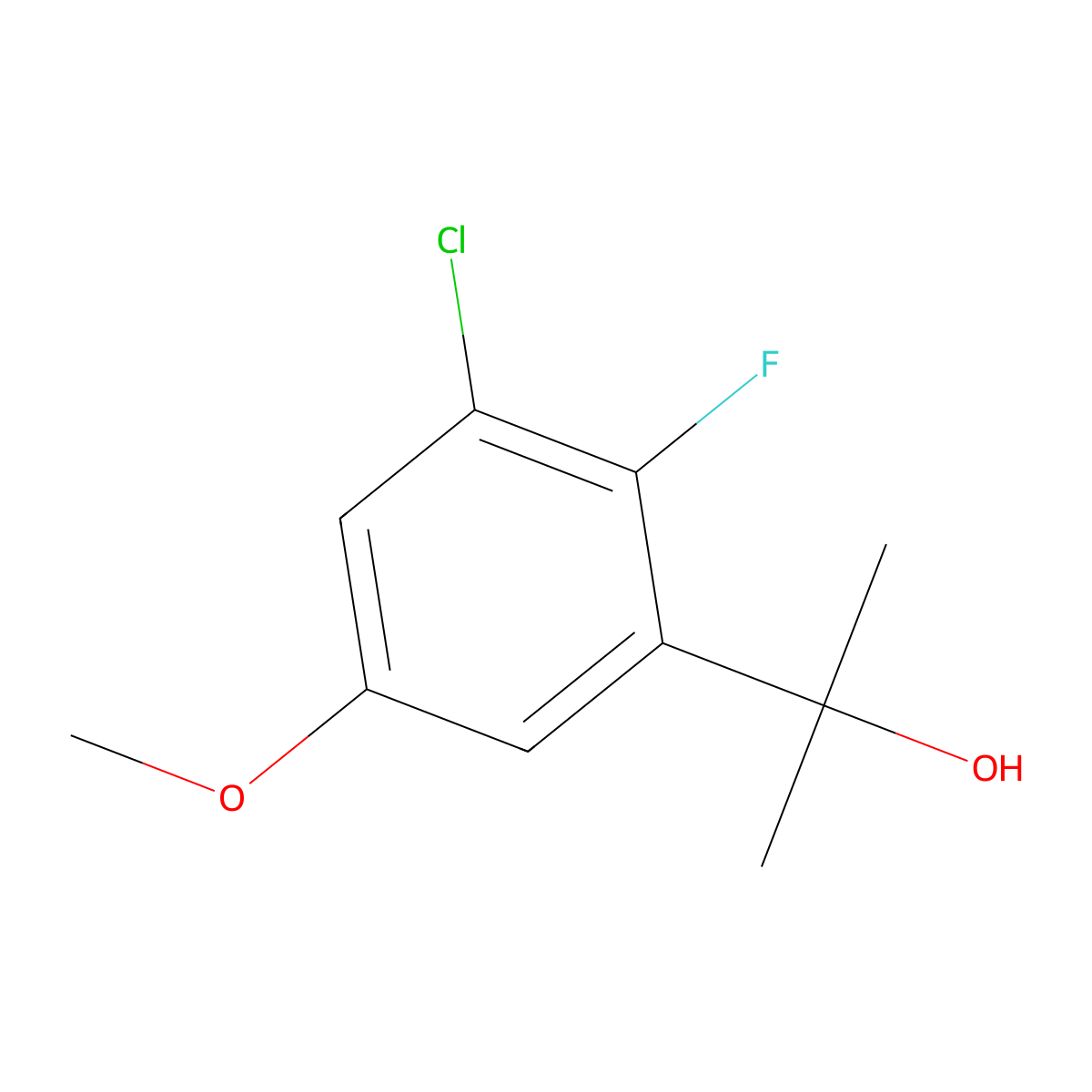 2-(3-Chloro-2-fluoro-5-methoxyphenyl)propan-2-ol molecular structure, CAS 1783704-75-5