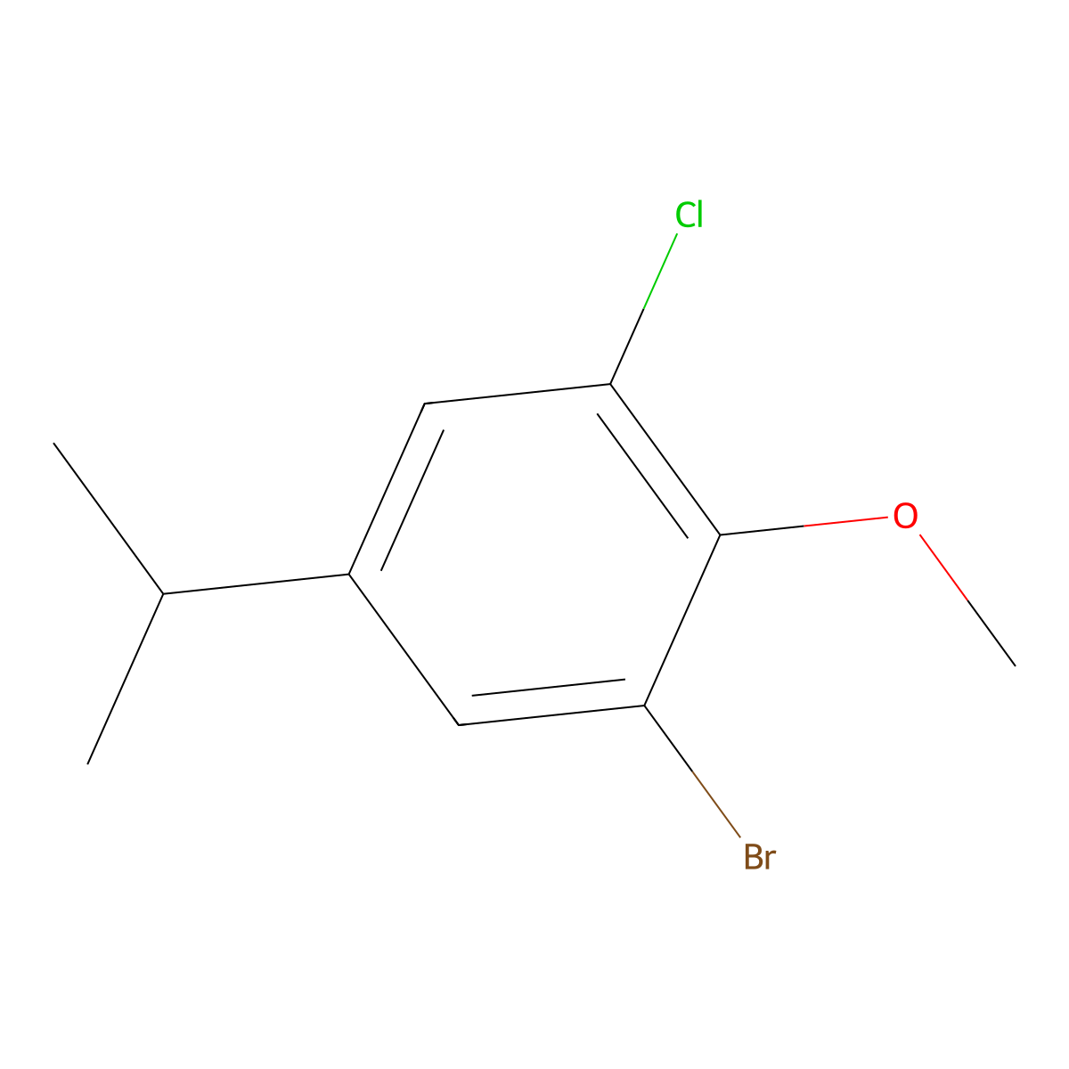1-Bromo-3-chloro-5-isopropyl-2-methoxybenzene molecular structure, CAS 1783709-22-7