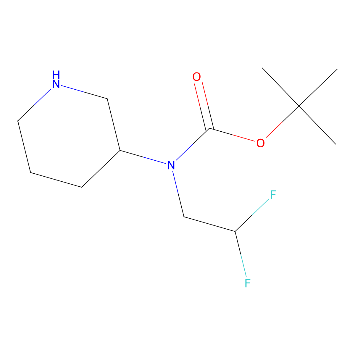 tert-butyl N-(2,2-difluoroethyl)-N-(piperidin-3-yl)carbamate molecular structure, CAS 1783709-68-1