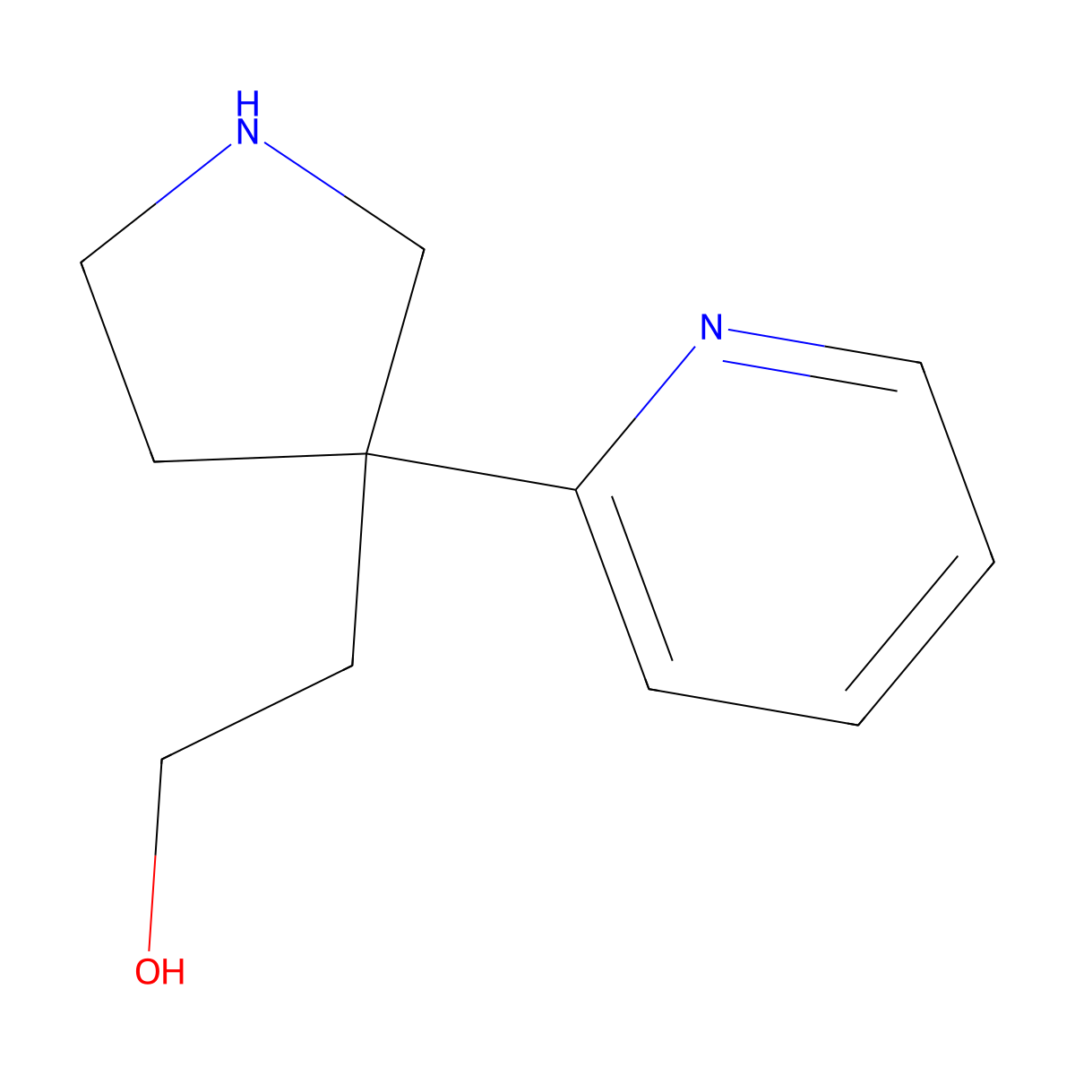 2-(3-(Pyridin-2-yl)pyrrolidin-3-yl)ethanol molecular structure, CAS 178372-19-5
