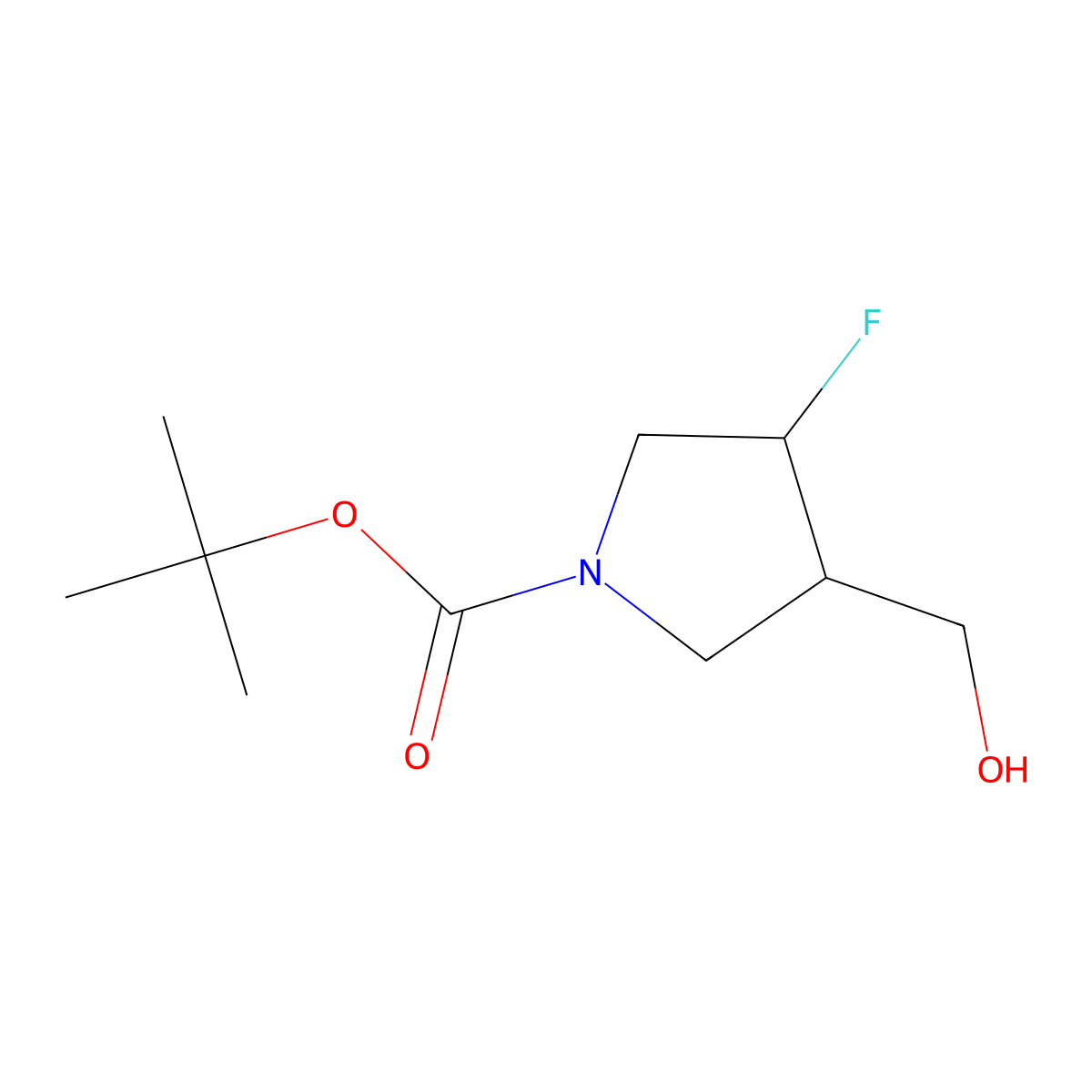 Tert-butyl 3-fluoro-4-(hydroxymethyl)pyrrolidine-1-carboxylate molecular structure, CAS 1783720-01-3