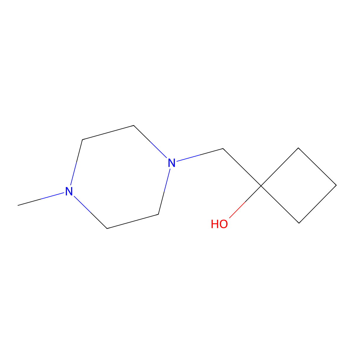 1-[(4-Methylpiperazin-1-yl)methyl]cyclobutan-1-ol molecular structure, CAS 1783723-59-0