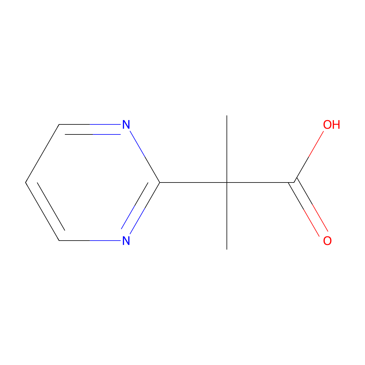 2-Methyl-2-(pyrimidin-2-yl)propanoic acid molecular structure, CAS 1783725-42-7
