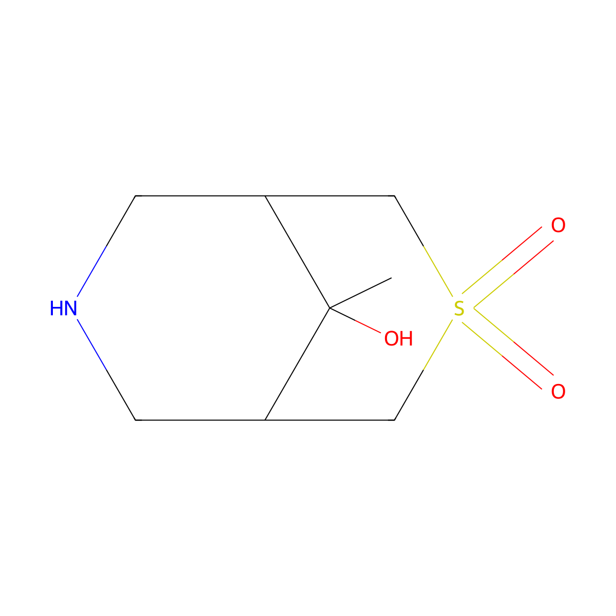 9-Hydroxy-9-methyl-3lambda6-thia-7-azabicyclo[3.3.1]nonane-3,3-dione molecular structure, CAS 1783728-92-6