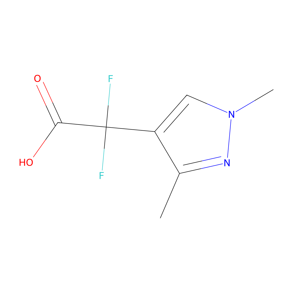 2-(1,3-Dimethyl-1H-pyrazol-4-yl)-2,2-difluoroacetic acid molecular structure, CAS 1783739-38-7