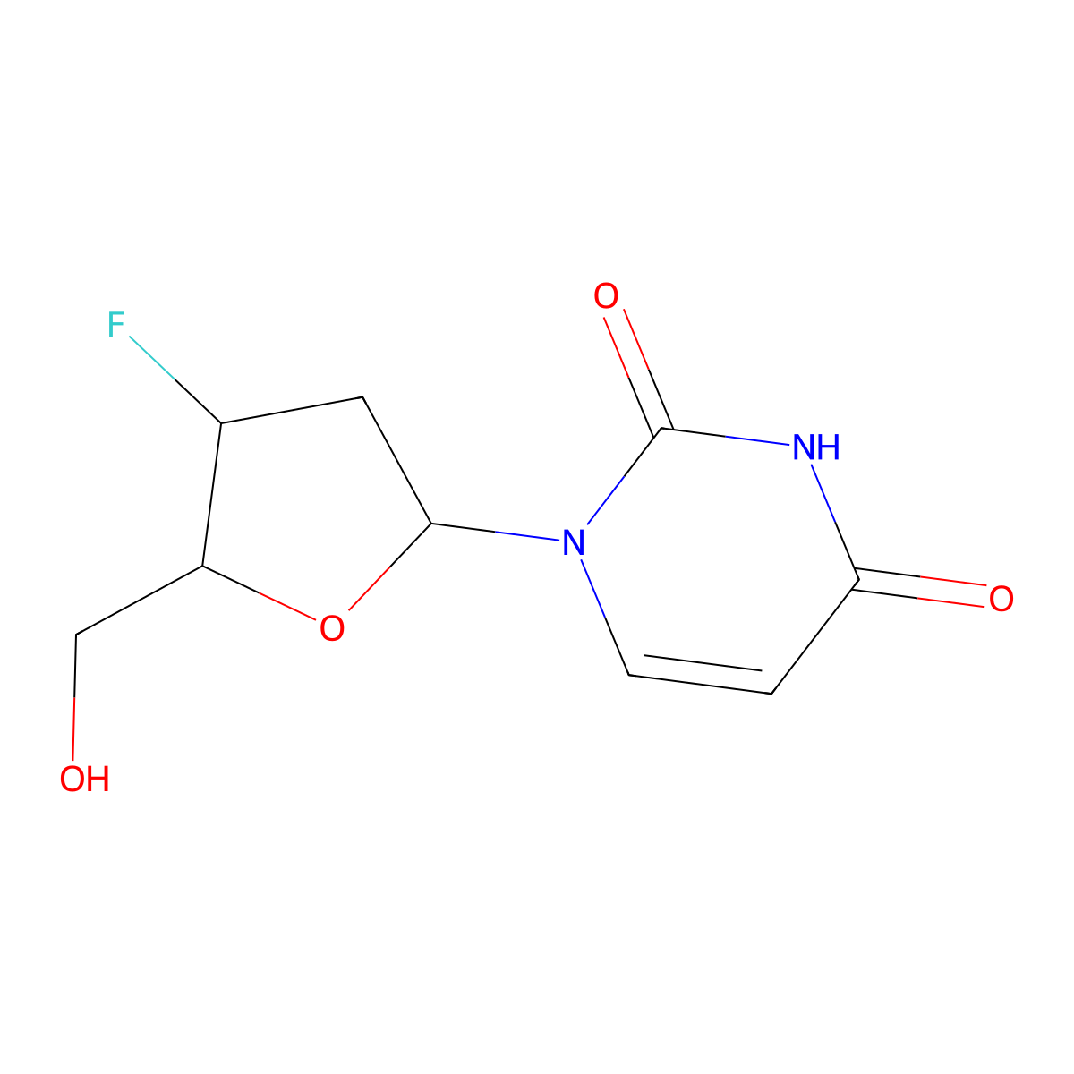 2',3'-Dideoxy-3'-fluoro-alpha-uridine molecular structure, CAS 178374-44-2