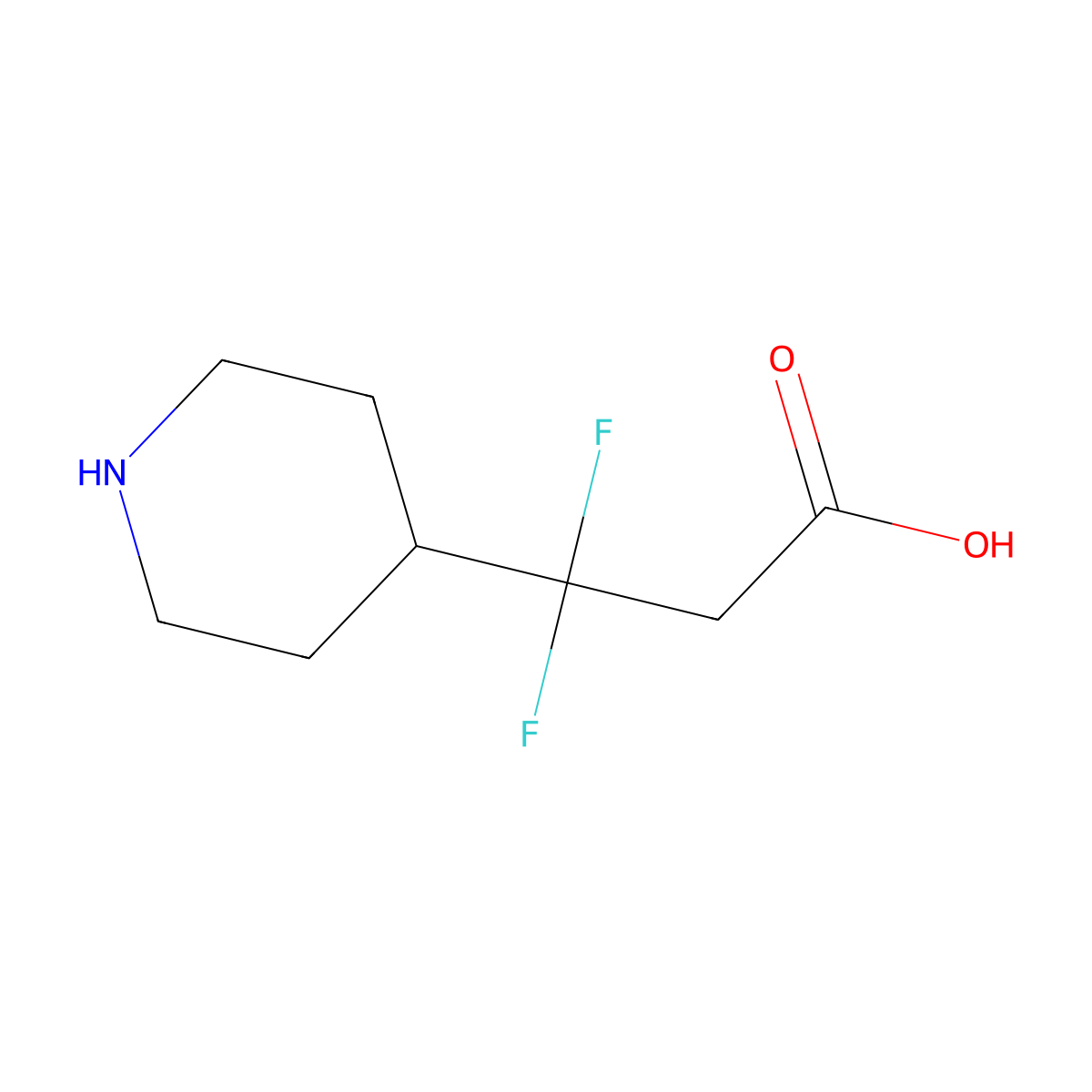 3,3-Difluoro-3-(piperidin-4-yl)propanoic acid molecular structure, CAS 1783742-60-8