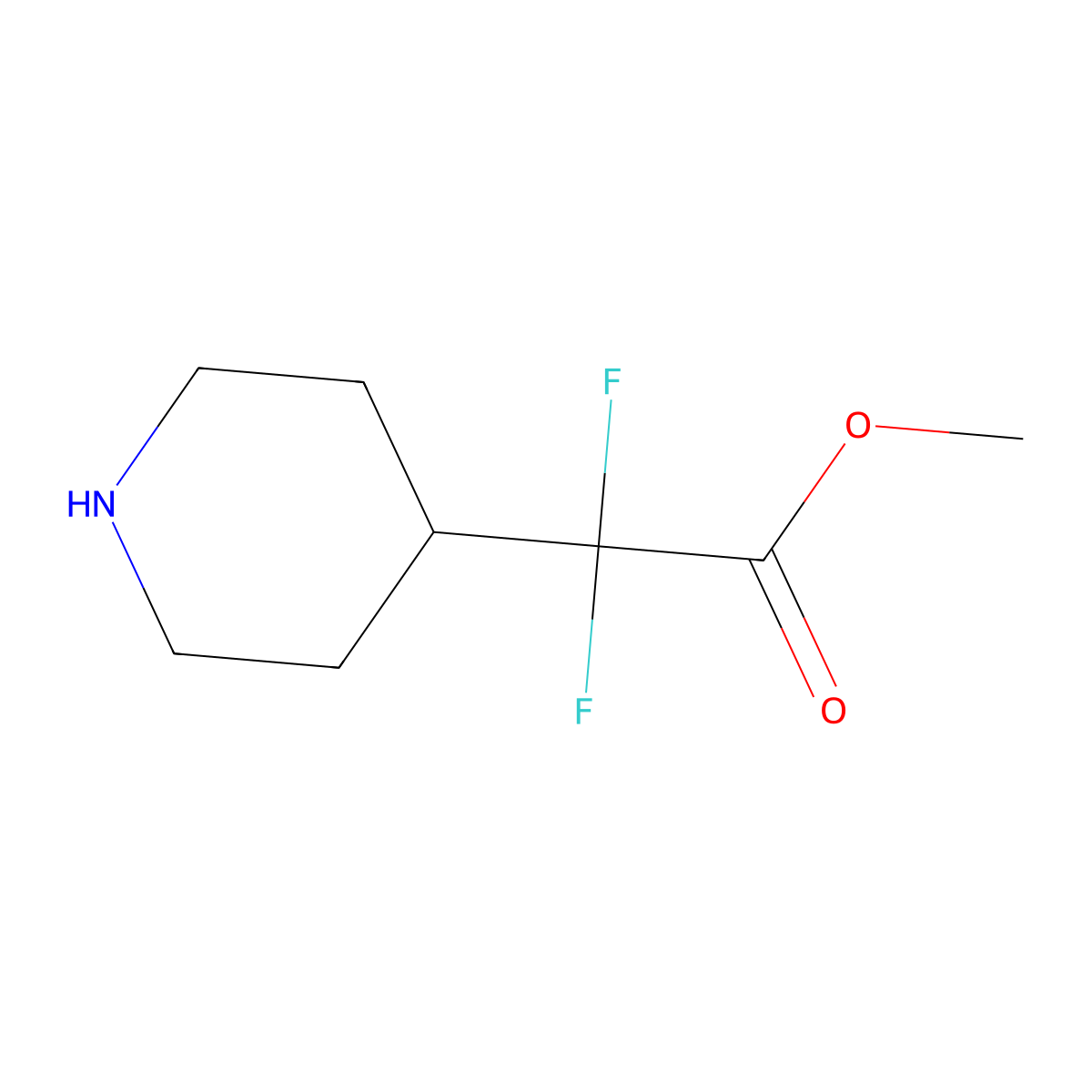 Methyl 2,2-difluoro-2-(piperidin-4-yl)acetate molecular structure, CAS 1783742-79-9