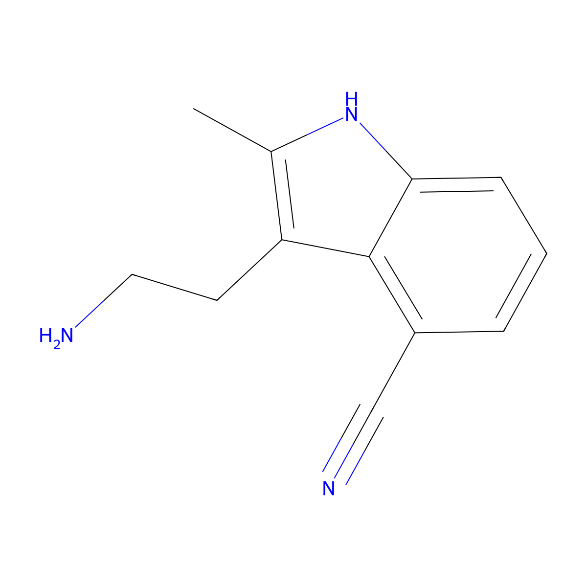 3-(2-aminoethyl)-2-methyl-1H-indole-4-carbonitrile molecular structure, CAS 1783743-53-2