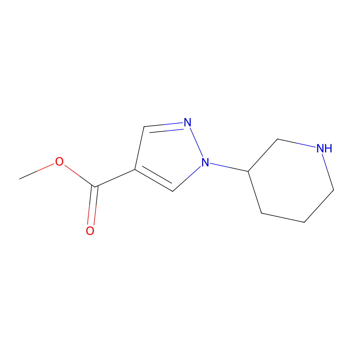 Methyl 1-(piperidin-3-yl)-1H-pyrazole-4-carboxylate molecular structure, CAS 1783743-83-8