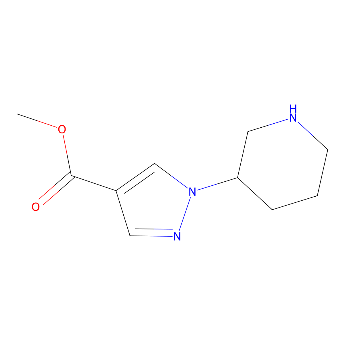 Methyl 1-(piperidin-3-yl)-1H-pyrazole-4-carboxylate molecular structure, CAS 1783743-83-8