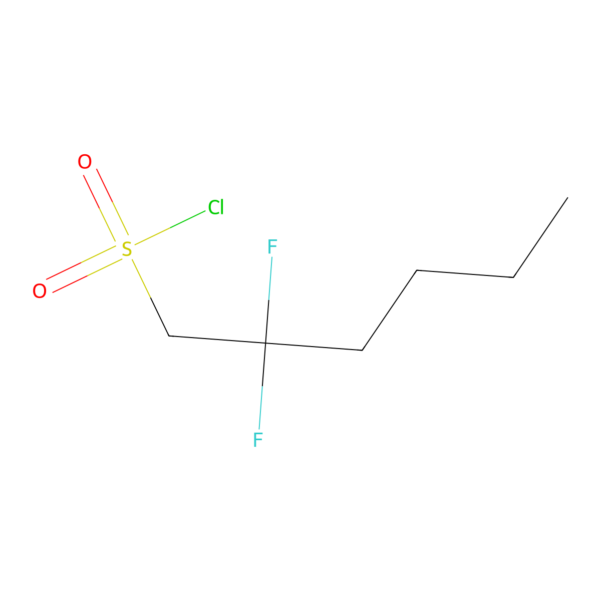 2,2-Difluorohexane-1-sulfonyl chloride molecular structure, CAS 1783762-25-3