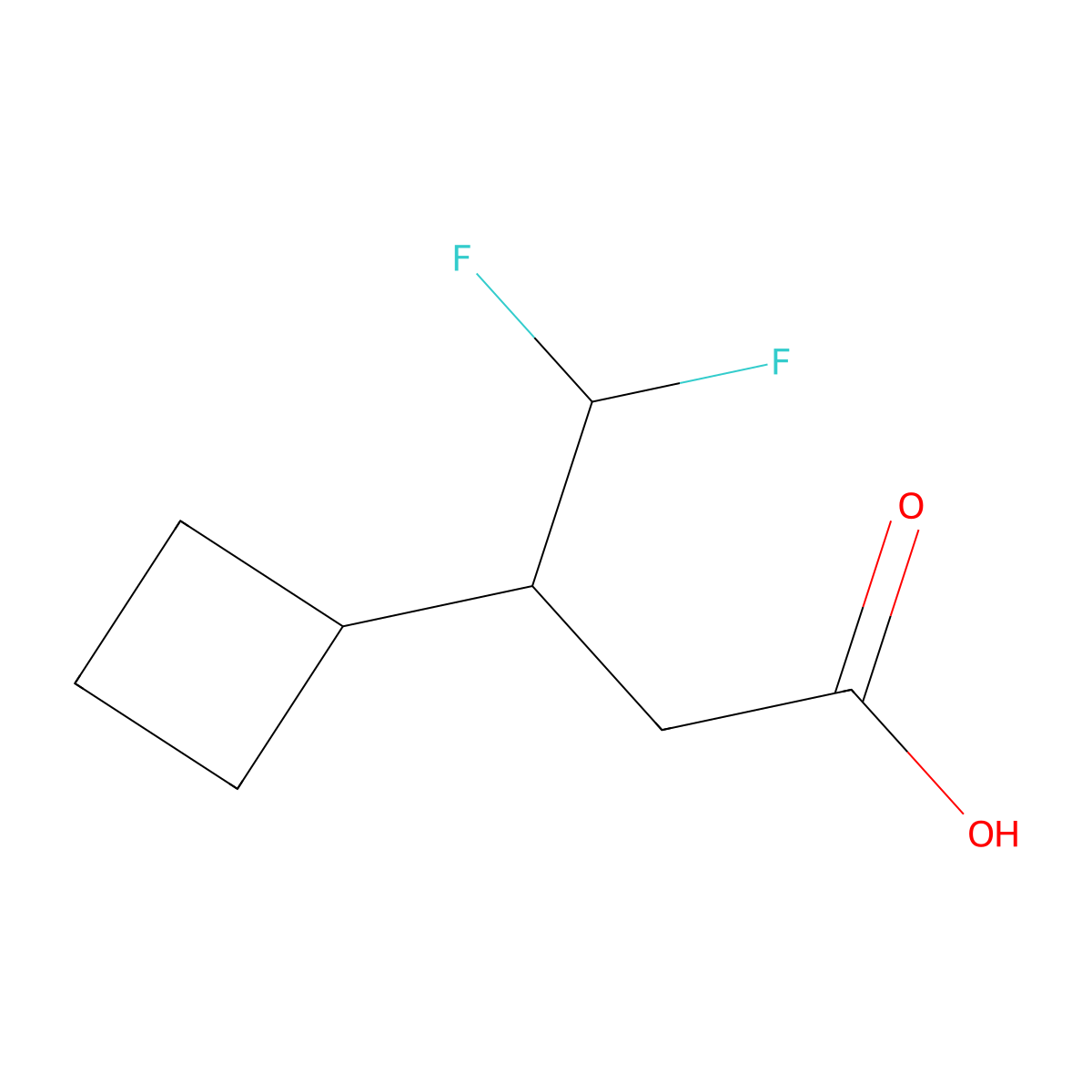 3-Cyclobutyl-4,4-difluorobutanoic acid molecular structure, CAS 1783763-33-6