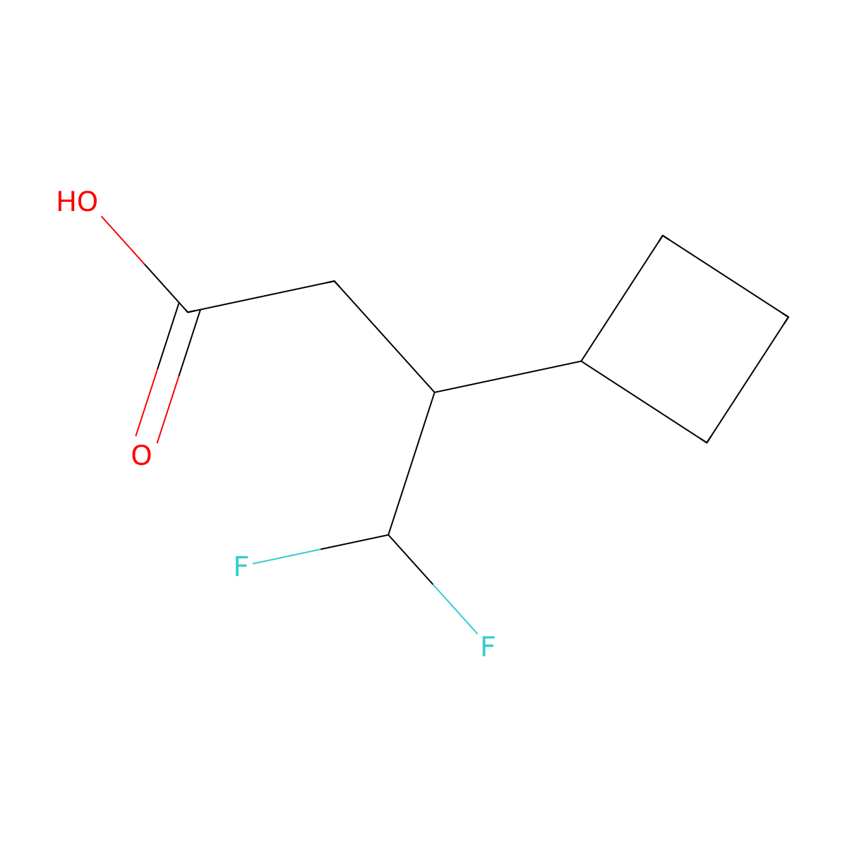 3-Cyclobutyl-4,4-difluorobutanoic acid molecular structure, CAS 1783763-33-6