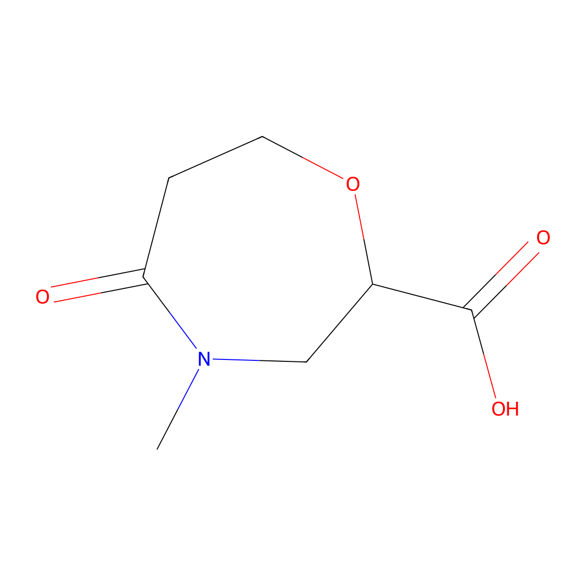 4-Methyl-5-oxo-1,4-oxazepane-2-carboxylic acid molecular structure, CAS 1783770-74-0