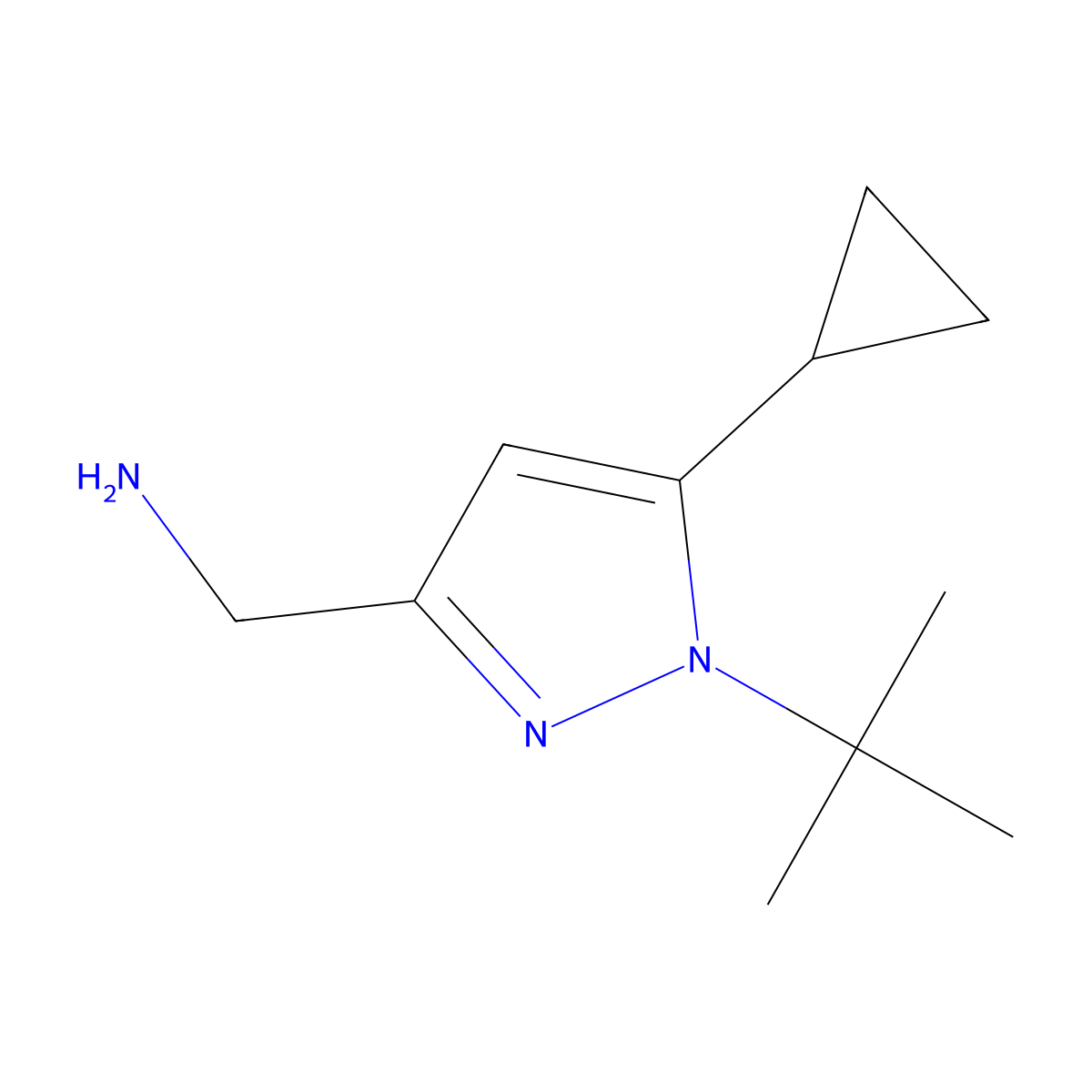 1-(1-tert-butyl-5-cyclopropyl-1H-pyrazol-3-yl)methanamine molecular structure, CAS 1783772-23-5