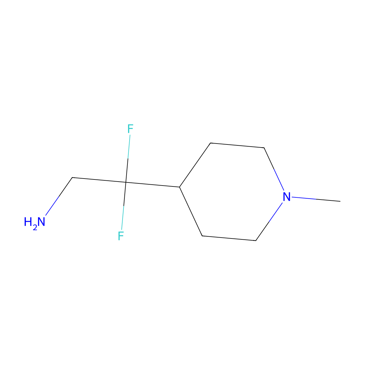 2,2-Difluoro-2-(1-methylpiperidin-4-yl)ethan-1-amine molecular structure, CAS 1783773-46-5