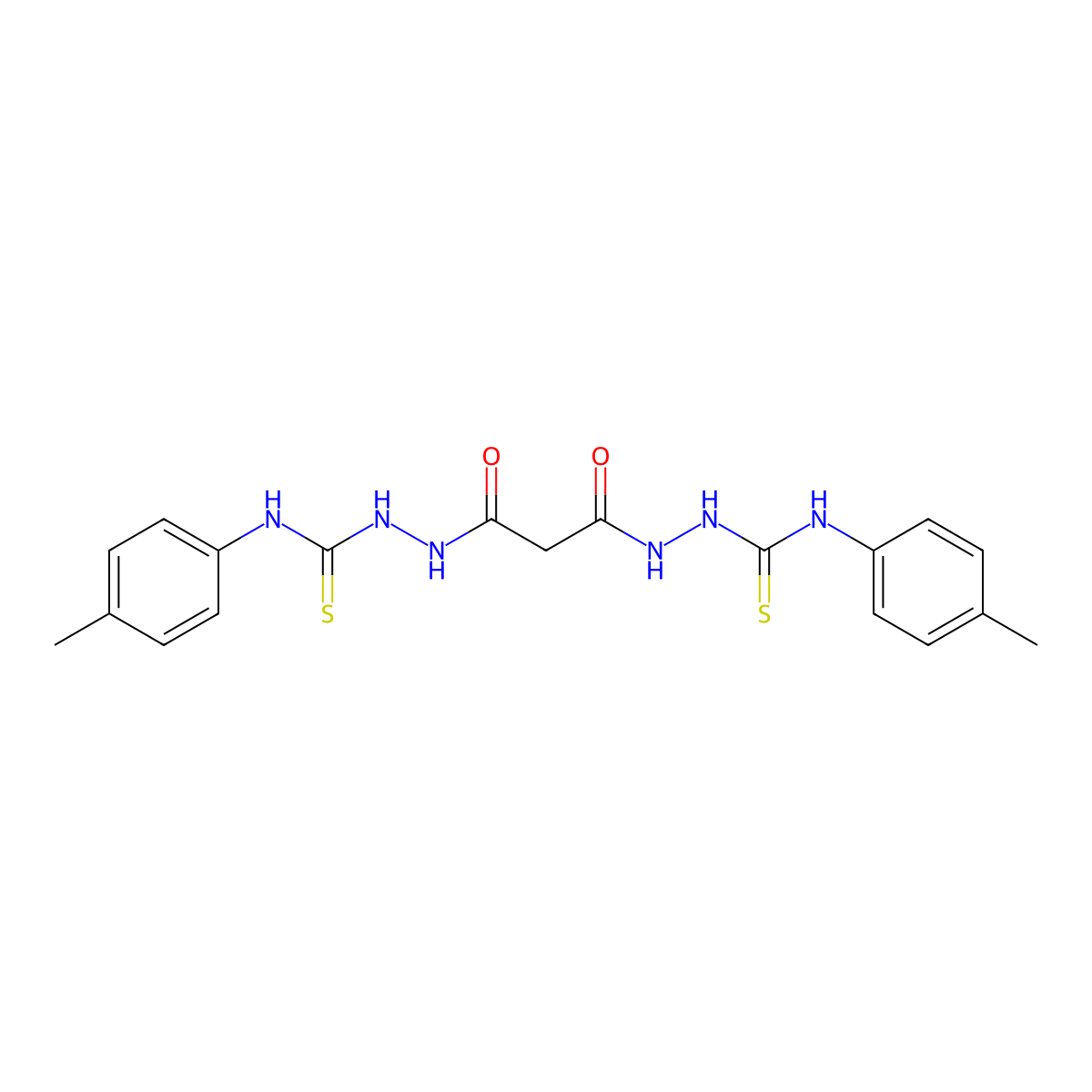 Propanedioic acid, 1,3-bis[2-[[(4-methylphenyl)amino]thioxomethyl]hydrazide] molecular structure, CAS 17838-60-7