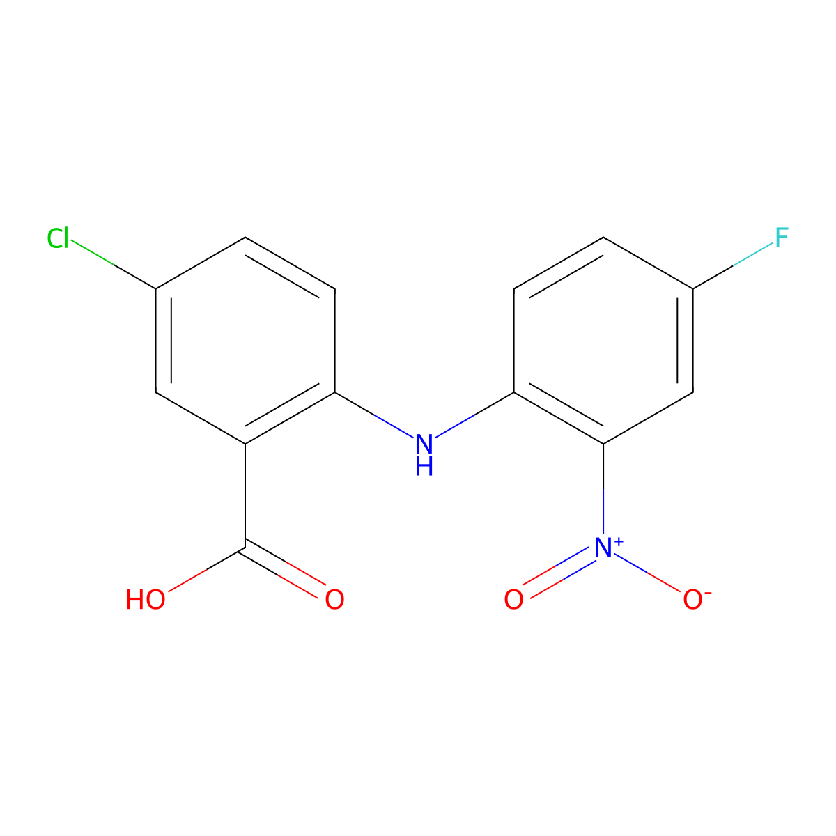 5-Chloro-2-[(4-fluoro-2-nitrophenyl)amino]benzoic acid molecular structure, CAS 1783816-76-1