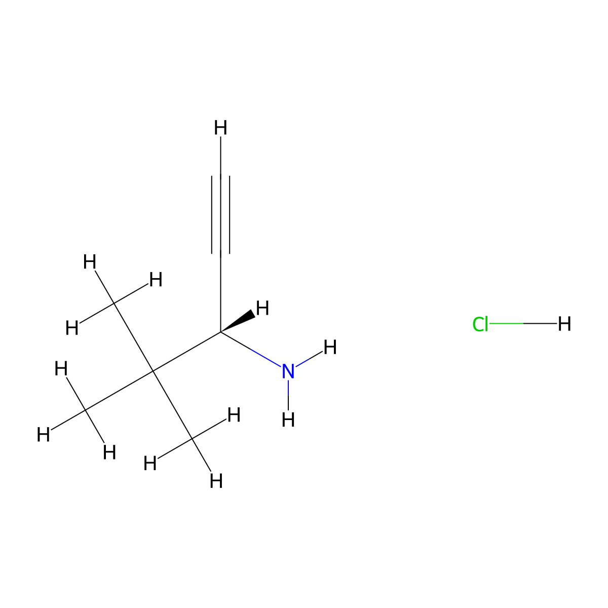 (3R)-4,4-dimethylpent-1-yn-3-amine hydrochloride molecular structure, CAS 1783844-00-7