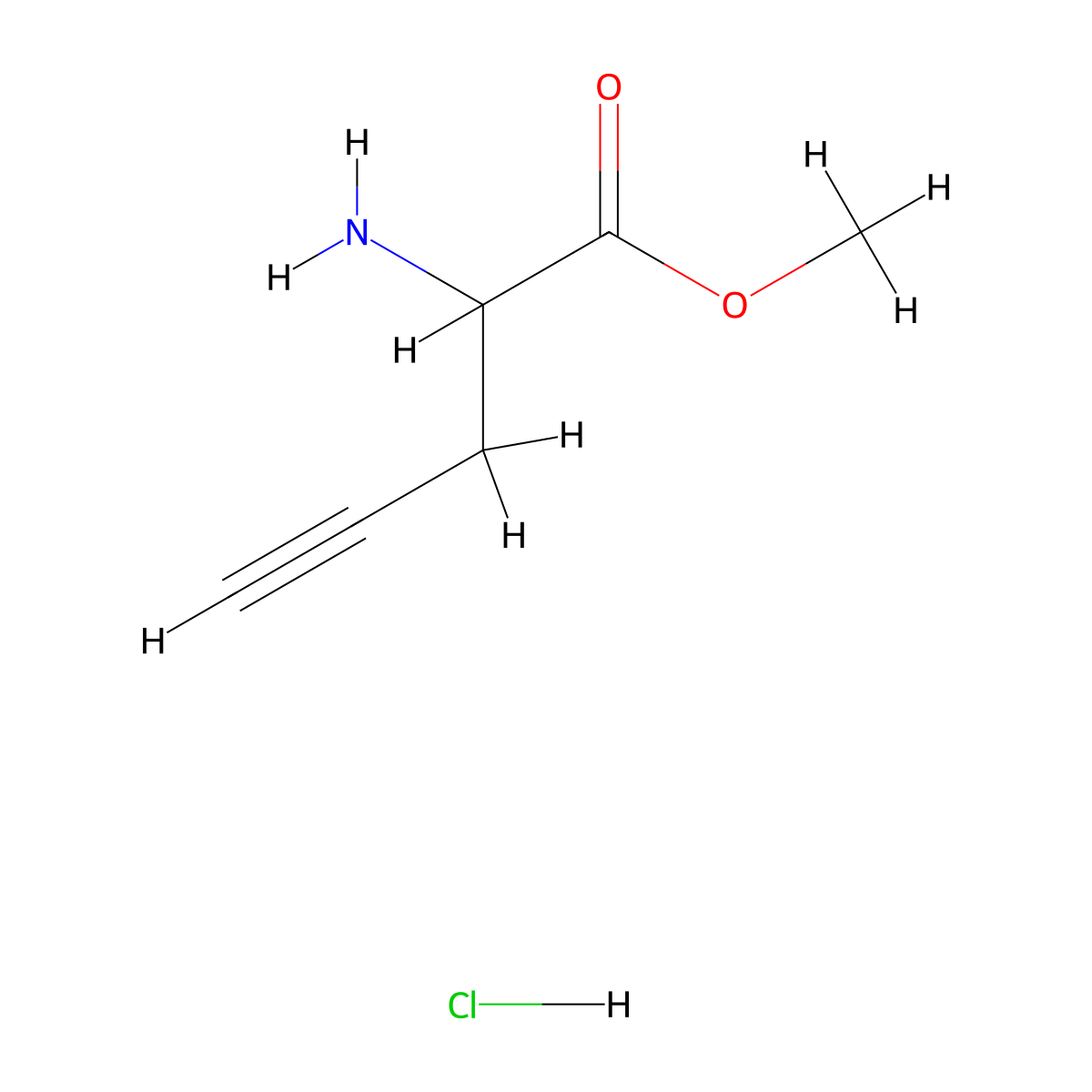 Methyl 2-aminopent-4-ynoate hydrochloride molecular structure, CAS 178389-41-8