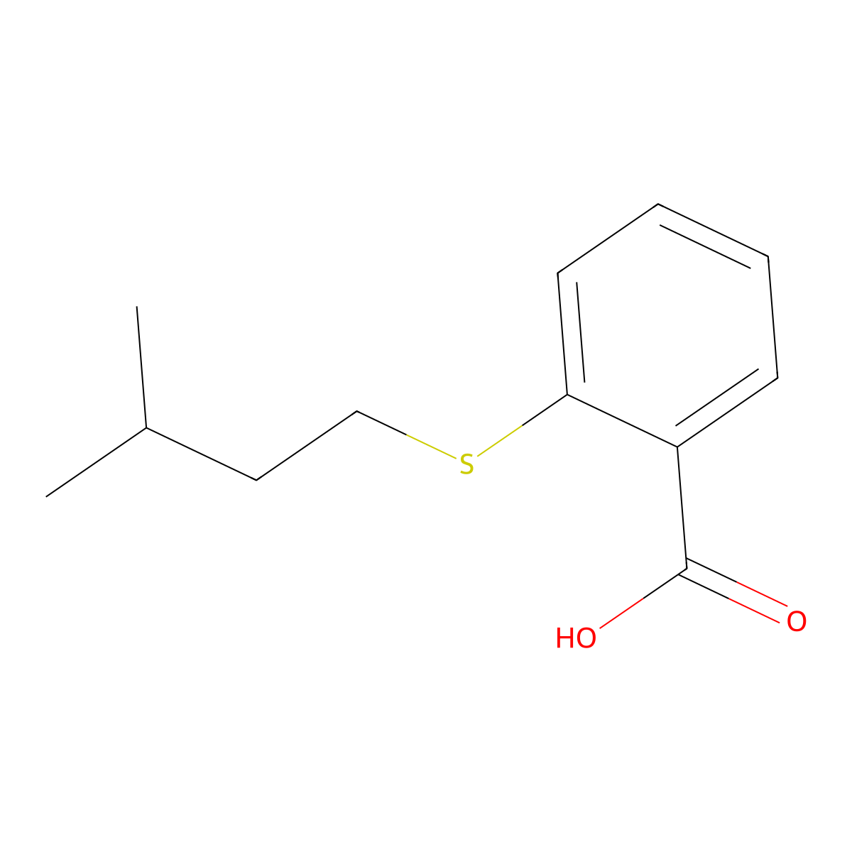 2-[(3-Methylbutyl)thio]benzoic acid molecular structure, CAS 17839-63-3