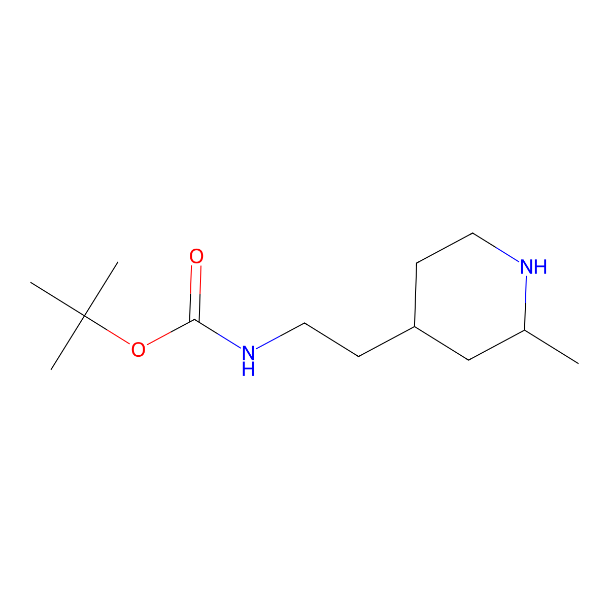 tert-Butyl N-[2-(2-methylpiperidin-4-yl)ethyl]carbamate molecular structure, CAS 1783924-61-7