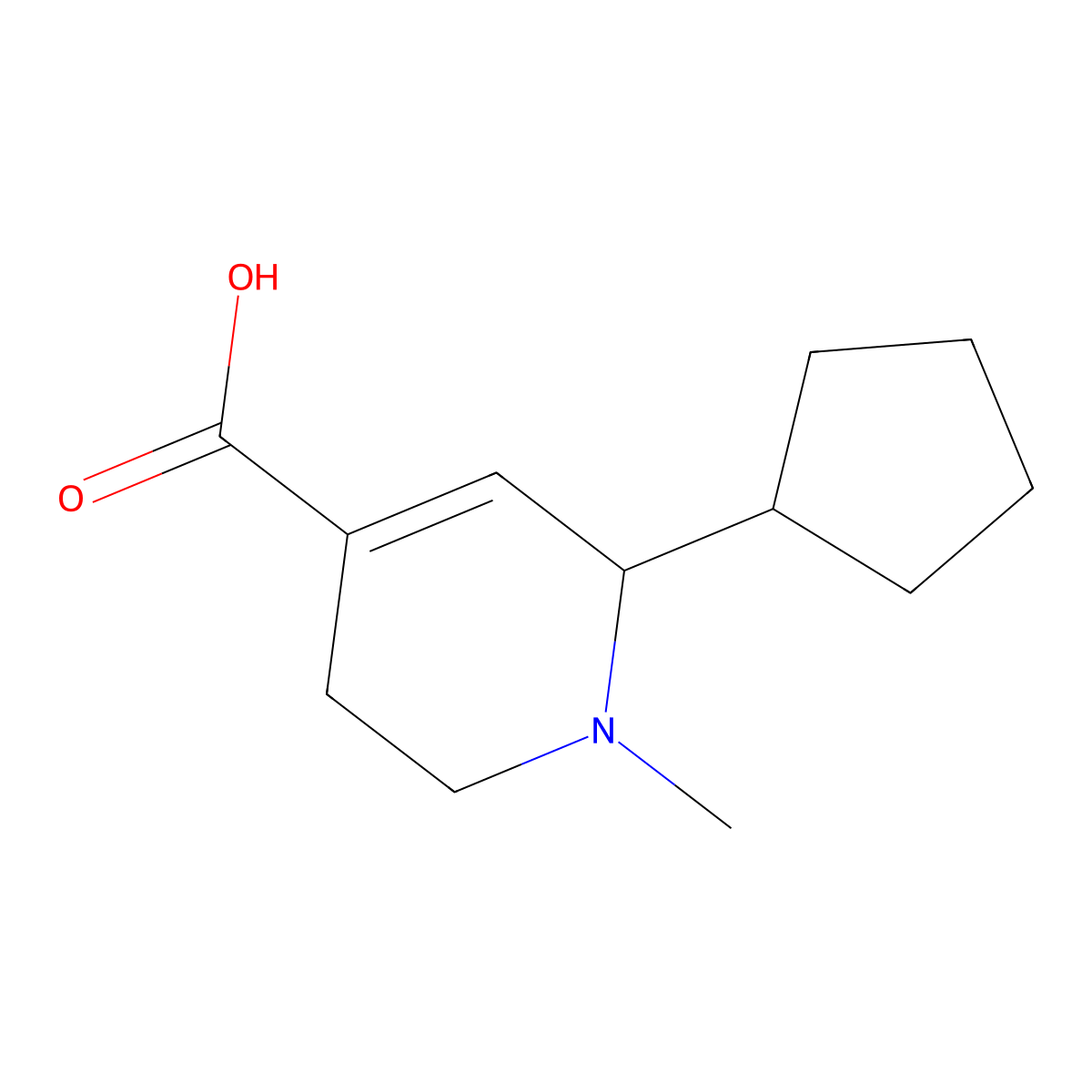 6-Cyclopentyl-1-methyl-1,2,3,6-tetrahydropyridine-4-carboxylic acid molecular structure, CAS 1783928-50-6